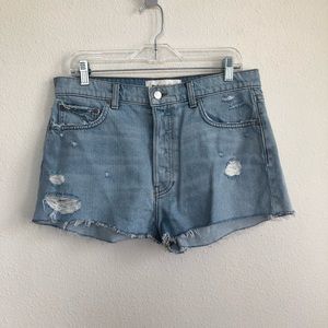 Reformation Distress button fly denim jean shorts
